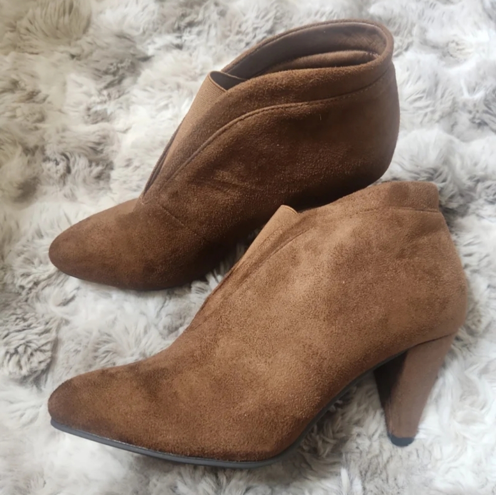 Jessica Cline Brown Ankle Boot Heels
